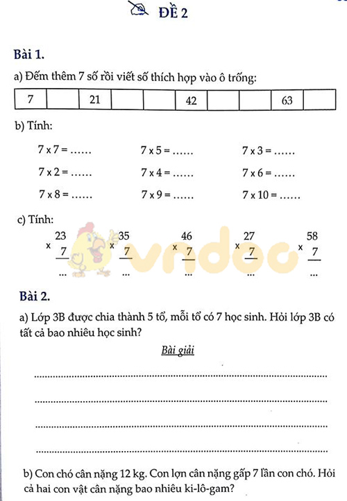 Đề bài Cùng em học Toán Tuần 7 - Đề 2