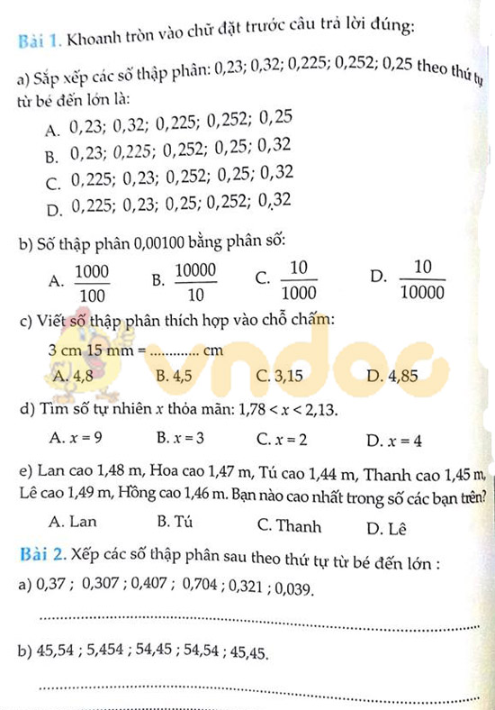 Cùng em học Toán lớp 5 Tuần 8 