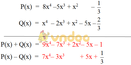 Giải bài tập SGK Toán lớp 7 bài 8: Cộng, trừ đa thức một biến