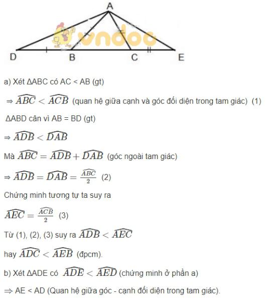 Giải bài tập SGK Toán lớp 7 bài: Ôn tập chương III - Quan hệ giữa các yếu tố trong tam giác. Các đường đồng quy của tam giác