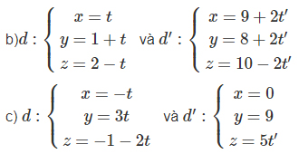 Giải SBT Toán 12 bài 3: Phương trình đường thẳng