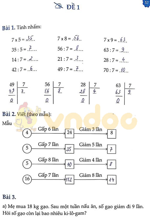 Đề bài Cùng em học Toán Tuần 8 - Đề 1