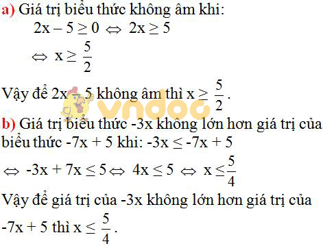 Giải bài tập SGK Toán lớp 8 bài 4: Bất phương trình bậc nhất một ẩn
