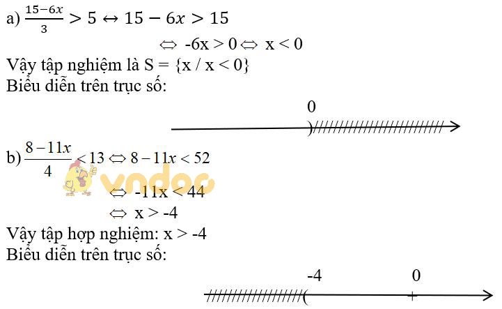 Giải bài tập SGK Toán lớp 8 bài 4: Bất phương trình bậc nhất một ẩn