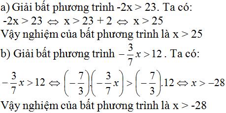 Giải bài tập SGK Toán lớp 8 bài 4: Bất phương trình bậc nhất một ẩn