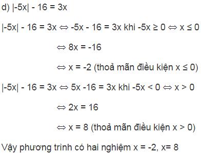 Giải bài tập SGK Toán lớp 8 bài 5: Phương trình chứa dấu giá trị tuyệt đối