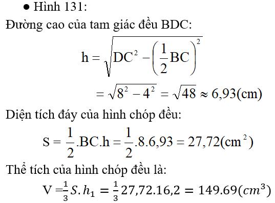Giải bài tập SGK Toán lớp 8 bài 9: Thể tích của hình chóp đều