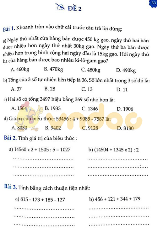 Cùng em học Toán lớp 4 Tuần 8 