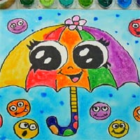 Tranh tô màu chiếc ô xinh xắn