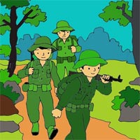 Tranh tô màu chú bộ đội dành cho các bé
