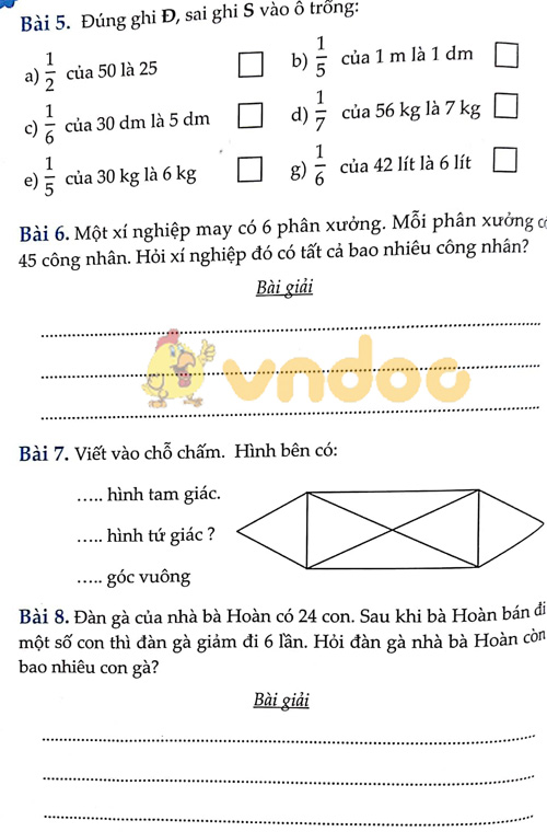 Kiểm tra giữa học kỳ 1 Toán lớp 3 - Đề 2