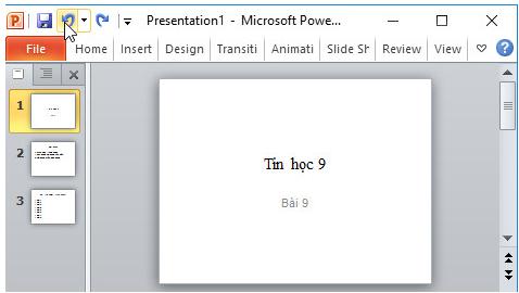 Giải bài tập SGK Tin học 9 bài 9: Định dạng trang chiếu