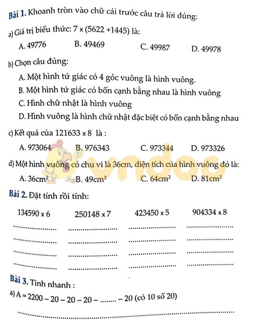 Cùng em học Toán lớp 4 Tuần 10 - Đề 2