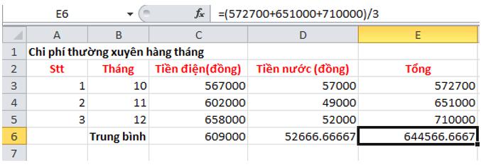 Giải bài tập SGK Tin học 7 bài 3: Thực hiện tính toán trên trang tính