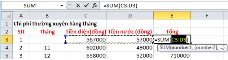 Giải bài tập SGK Tin học 7 bài 4: Sử dụng các hàm để tính toán