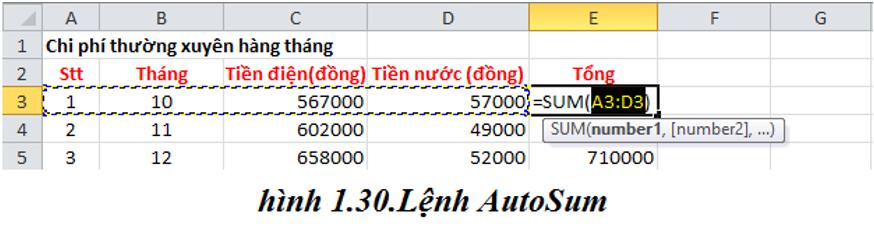 Giải bài tập SGK Tin học 7 bài 4: Sử dụng các hàm để tính toán