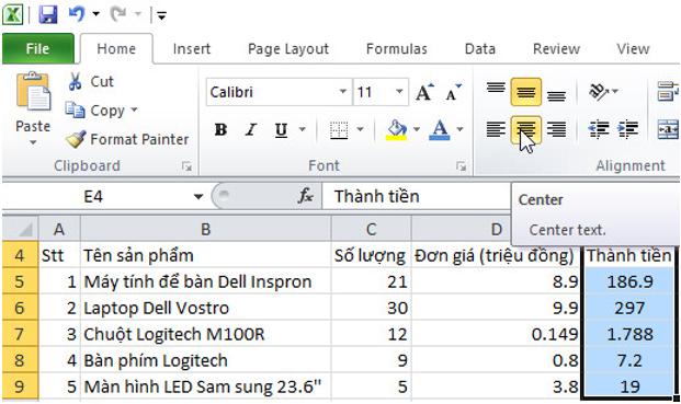 Giải bài tập SGK Tin học 7 bài 6: Định dạng trang tính