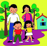 Tranh tô màu gia đình