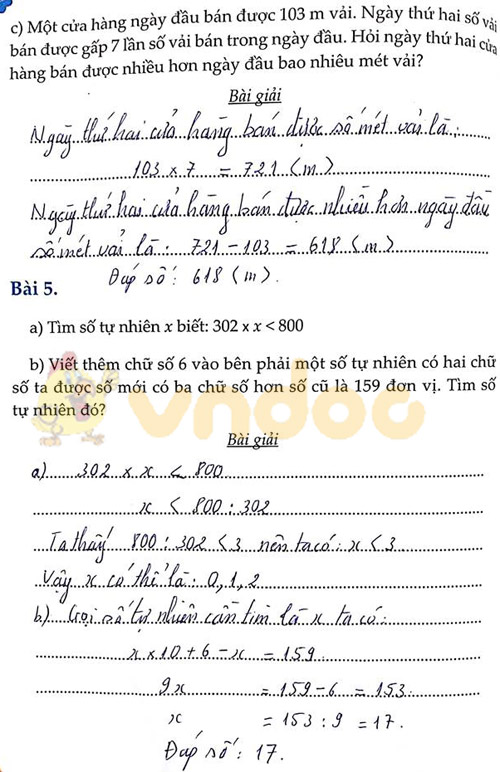 Đề bài Cùng em học Toán lớp 3 Tuần 11 - Đề 2