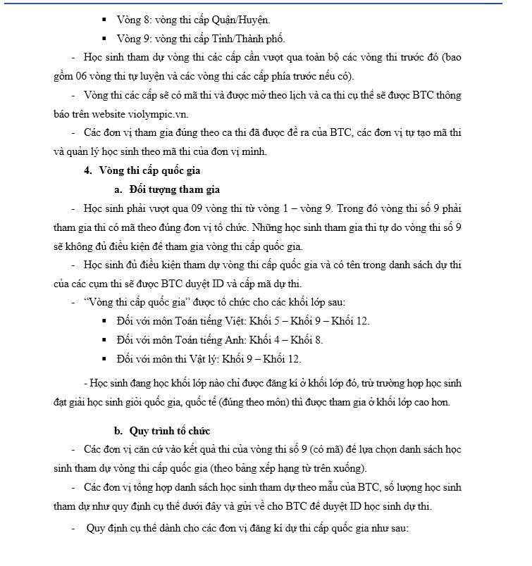 Dự thảo thi violympic