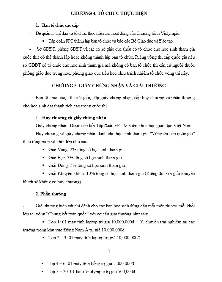 Dự thảo thi violympic