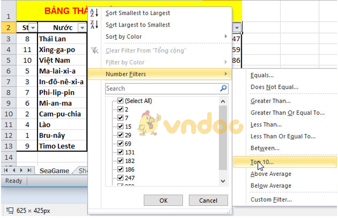 Giải bài tập SGK Tin học 7 bài 8: Sắp xếp và lọc dữ liệu