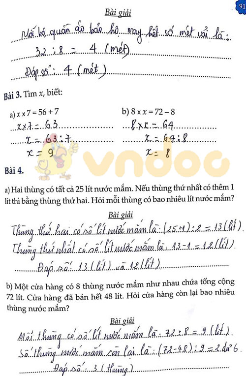 Đề bài Cùng em học Toán lớp 3 Tuần 12 - Đề 1: