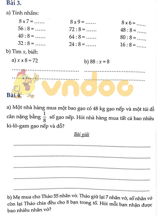 Đề bài Cùng em học Toán lớp 3 Tuần 12 - Đề 2: