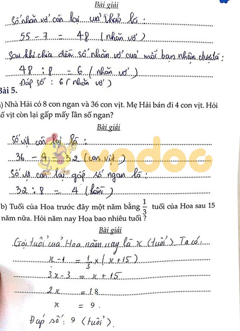 Đề bài Cùng em học Toán lớp 3 Tuần 12 - Đề 2: