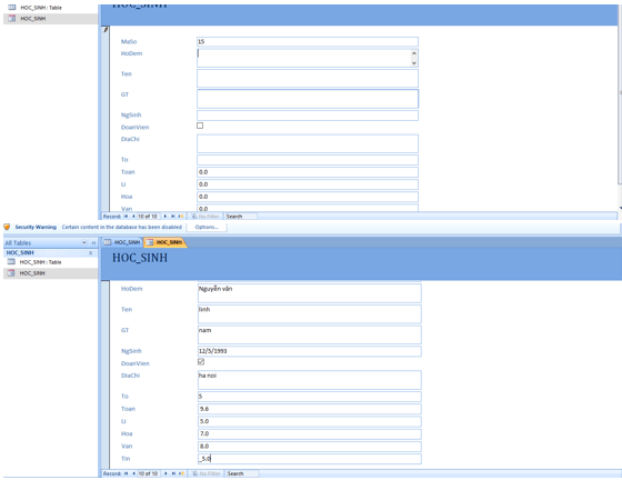 Giải bài tập SGK Tin học 12 bài 6