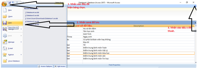 Giải bài tập SGK Tin học 12: Bài tập và thực hành 2 - Tạo cấu trúc bảng