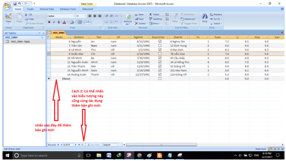 Giải bài tập SGK Tin học 12: Bài tập và thực hành 3 - Thao tác trên bảng