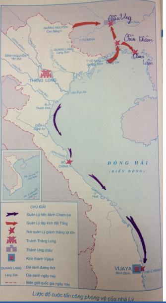 Giải Tập bản đồ Lịch Sử 7 bài 11: Cuộc kháng chiến chống quân xâm lược Tống (1075 - 1077)