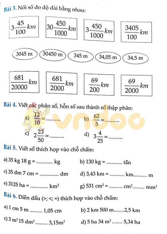 Cùng em học Toán lớp 5: Ôn tập giữa học kì 1