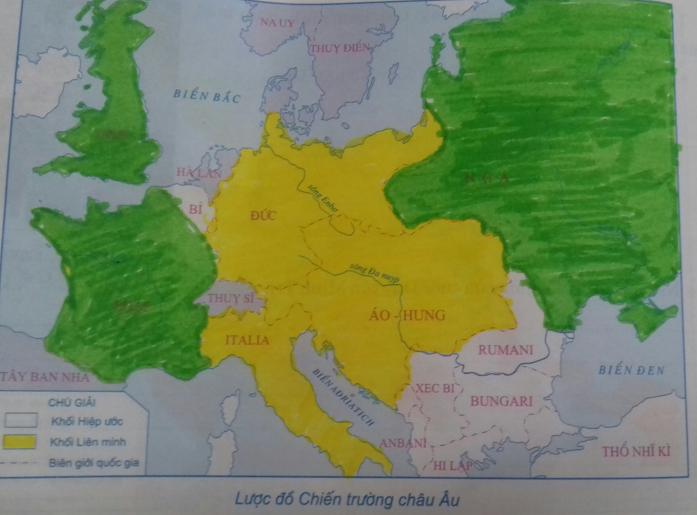 Giải Tập bản đồ Lịch Sử 8 bài 13: Chiến tranh thế giới thứ nhất (1914 - 1918)