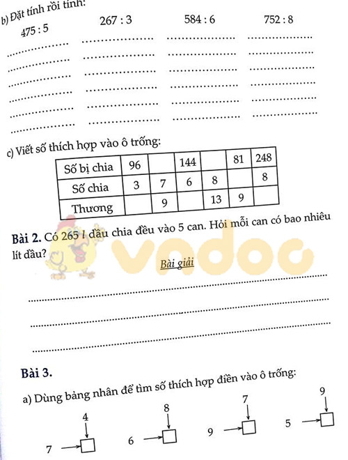 Đề bài Cùng em học Toán lớp 3 Tuần 15 - Đề 2
