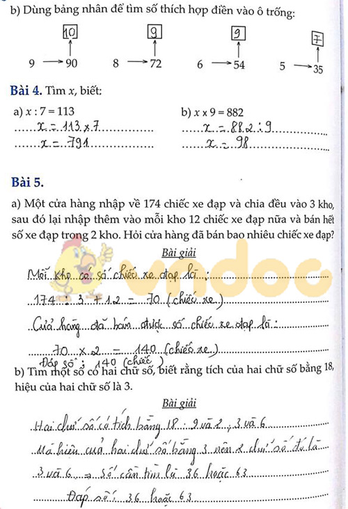 Đáp án Cùng em học Toán lớp 3 Tuần 15 - Đề 2