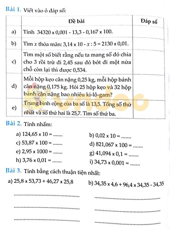 Cùng em học Toán lớp 5 Tuần 12 
