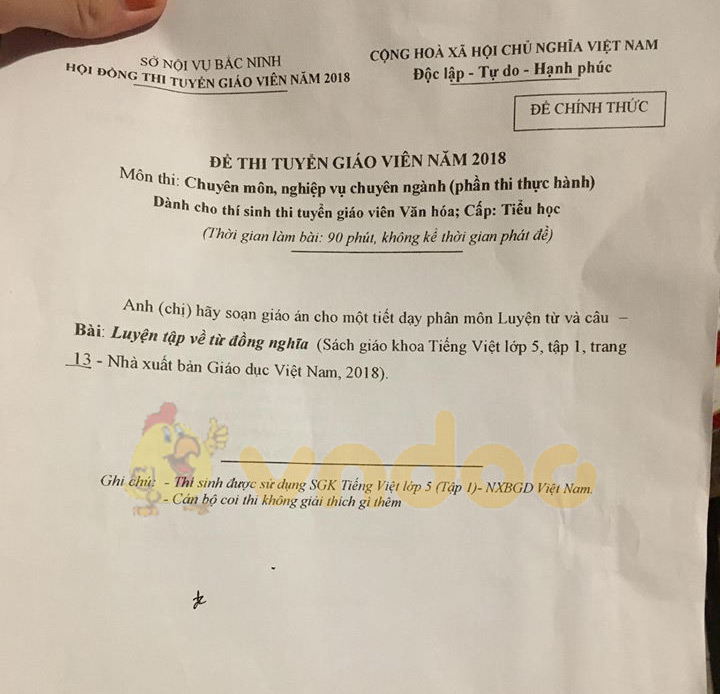 Đề thi tuyển giáo viên 