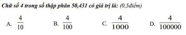 Đề thi toán giữa kì 1 lớp 5