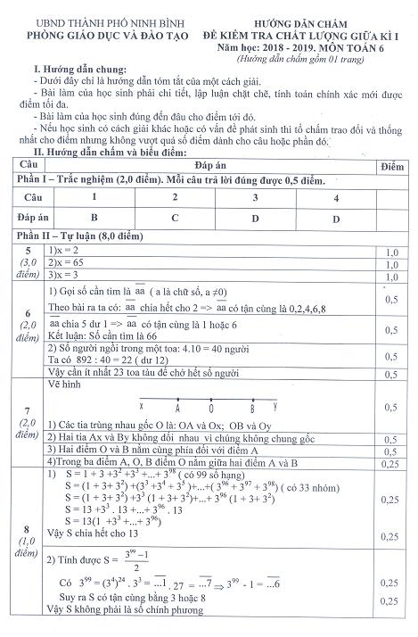 Đề thi giữa học kì 1 Toán 6