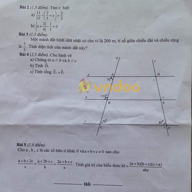 Đề thi giữa học kì 1 lớp 8 môn Toán Phòng GD&ĐT huyện Trực Ninh năm học 2018 - 2019