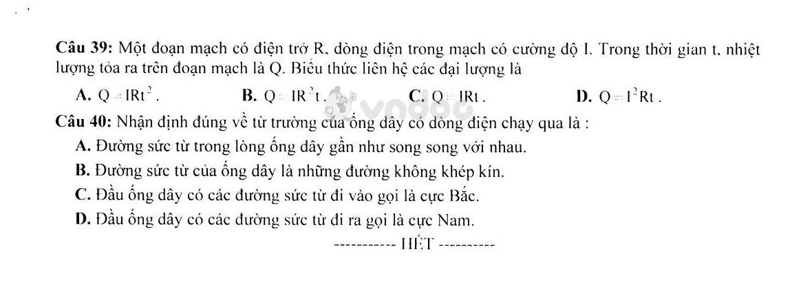 Đề thi tham khảo tuyển sinh vào lớp 10 môn Vật lý Sở GD&ĐT Hà Nội năm học 2019 - 2020