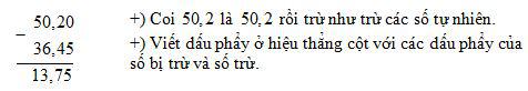 Phép trừ hai số thập phân