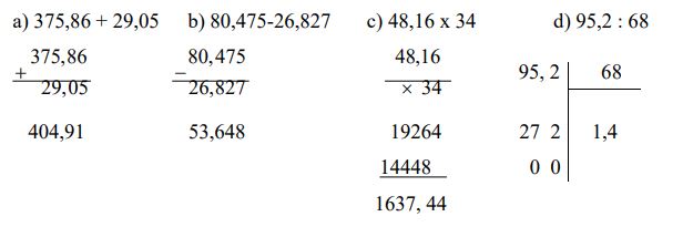 Đề thi học kì 1 môn Toán lớp 5