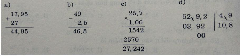 Đề ôn tập học kì 1 môn Toán lớp 5 