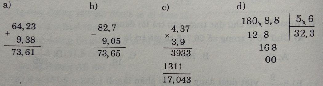 Đề ôn tập học kì 1 môn Toán lớp 5
