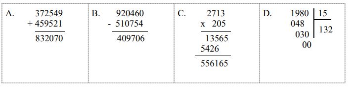 Đề thi học kì 1 môn Toán lớp 4