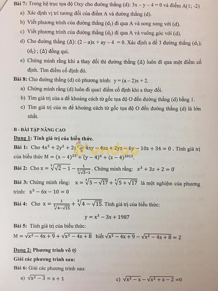 Đề cương ôn tập học kì 1 lớp 9 môn Toán năm 2018 - 2019