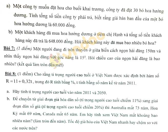 Đề thi học kì 1 lớp 9 môn Toán Phòng GD&ĐT UBND quận 7 năm học 2018 - 2019